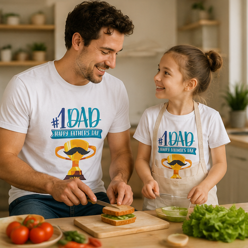#1 Dad Trophy T-Shirt - Happy Father's Day Graphic Tee