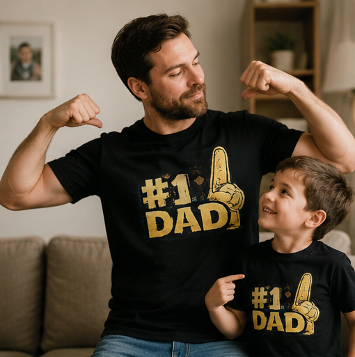 #1 Dad T-Shirt – Foam Finger "#1 DAD" Father's Day Tee