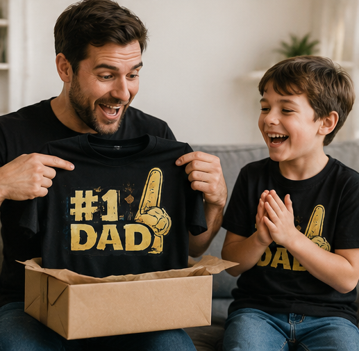#1 Dad T-Shirt – Foam Finger "#1 DAD" Father's Day Tee