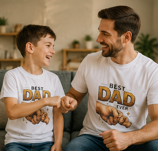 Best Dad Ever T-Shirt — Father & Child Fist Bump Design | Father's Day Gift