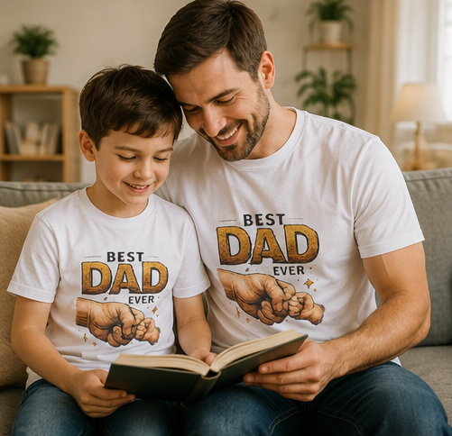 Best Dad Ever T-Shirt — Father & Child Fist Bump Design | Father's Day Gift