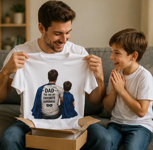Dad Superhero T-Shirt – "Dad: My First Hero, Lifelong Friend" Father & Son Graphic Tee