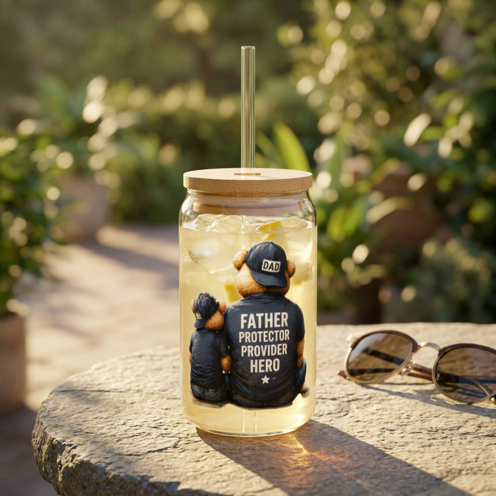 Super Dad 16oz Sipper Glass with Straw — Father's Day Gift