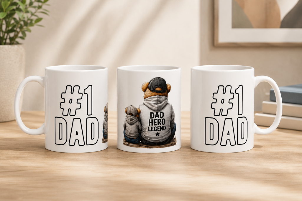 Dad Hero Legend Ceramic Mug — #1 Dad Coffee Cup, Father’s Day Gift (11oz)