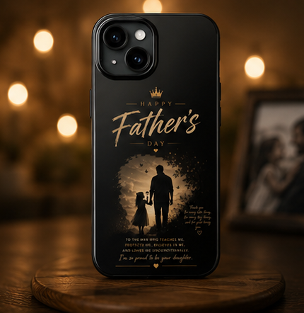 Father's Day Tough Phone Case — 'Happy Father's Day' Silhouette Design