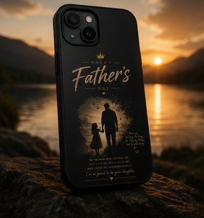 Father's Day Tough Phone Case — 'Happy Father's Day' Silhouette Design