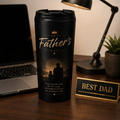 Father's Day Stainless Steel Travel Mug — 'Happy Father's Day' Silhouette Gift