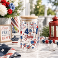 4th of July Sipper Glass – 16oz Patriotic USA Fireworks Tumbler with Straw