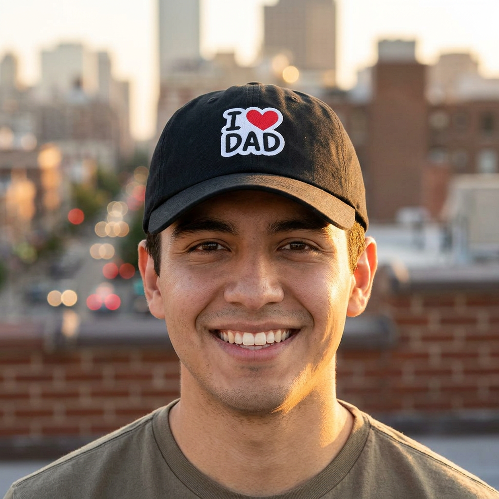 I  DAD Embroidered Dad Cap — Classic White Baseball Hat for Father’s Day