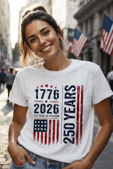 1776-2026 250 Years Patriotic T-Shirt – 250 Years of Freedom American Flag Tee