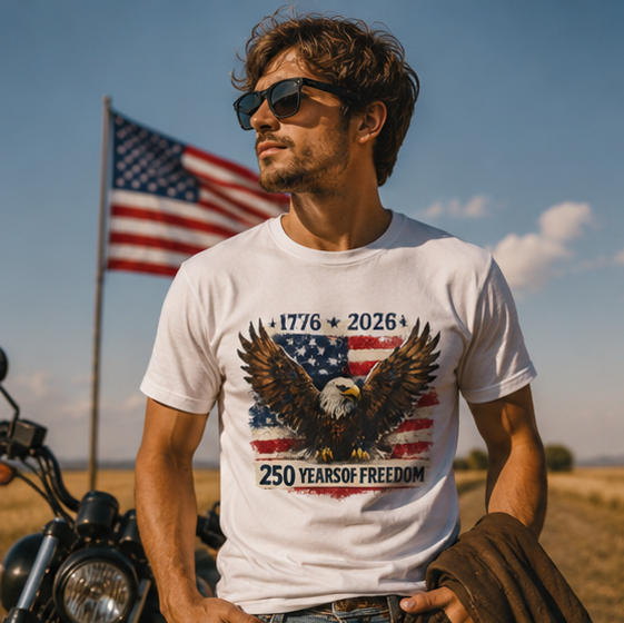 250 Years of Freedom Eagle unisex  T-Shirt — 1776–2026 American Flag Patriotic Tee