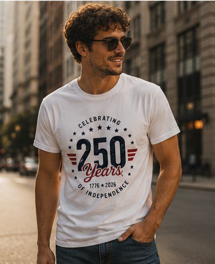 250 Years of Independence Unisex T-Shirt – 1776–2026 Patriotic Anniversary Tee