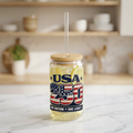 USA 250 Sipper Glass - Patriotic 16oz Tumbler with Bamboo Lid & Straw