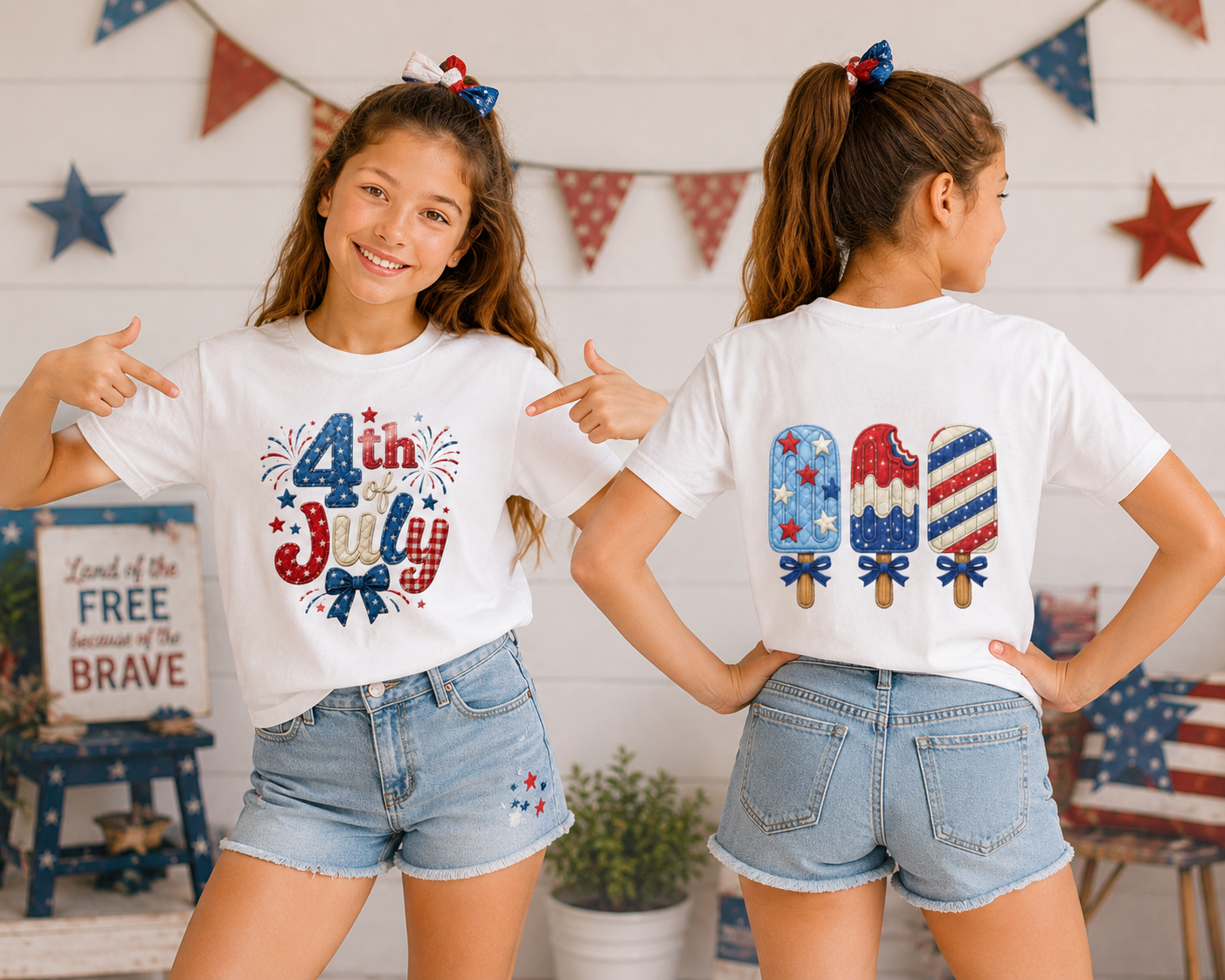4th of July Kids Tee — Patriotic Fireworks & Popsicle Graphic Shirt