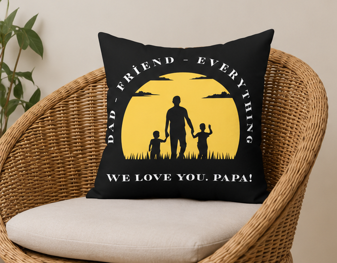 Papa Dad Pillow – "Dad, Friend, Everything" Silhouette Throw Pillow (We Love You, Papa)