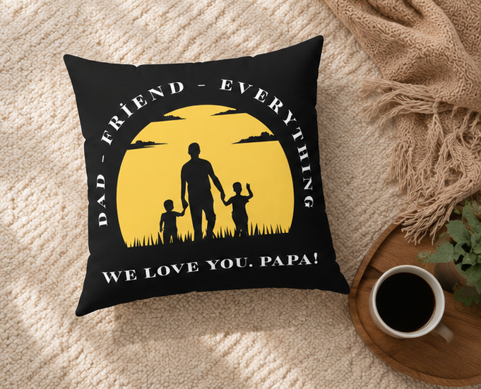 Papa Dad Pillow – "Dad, Friend, Everything" Silhouette Throw Pillow (We Love You, Papa)
