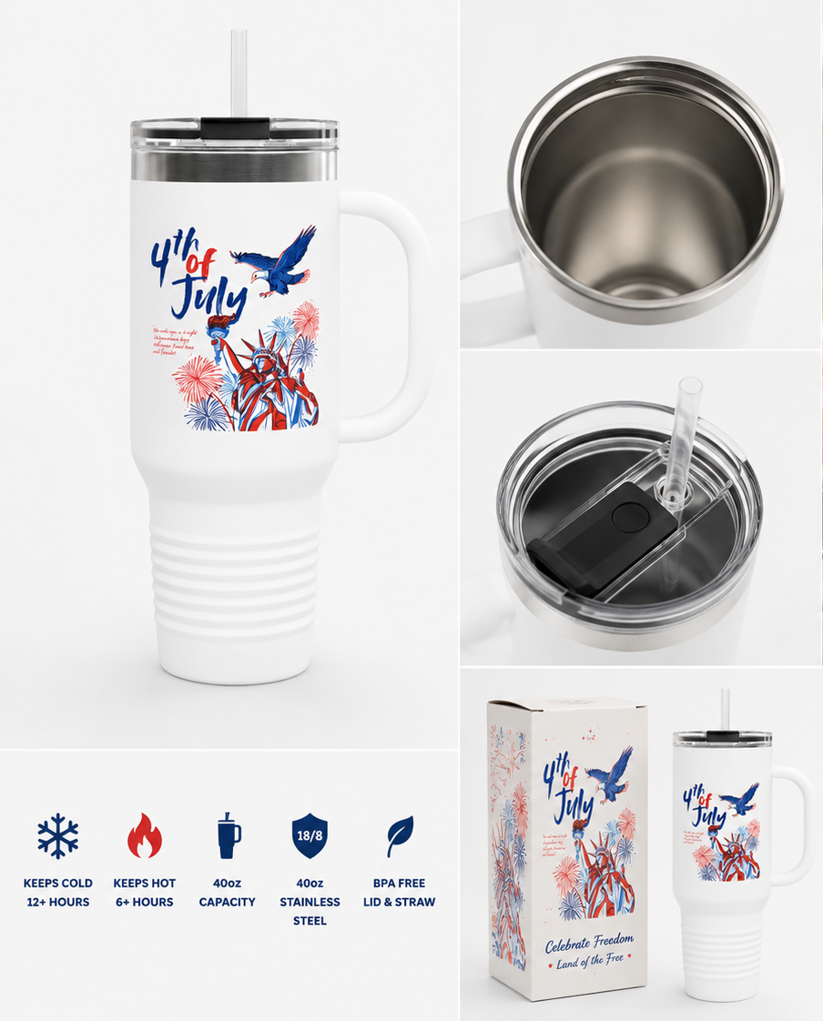 4th of July Eagle Travel Mug – 40oz Insulated Patriotic Tumbler