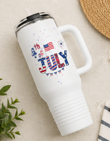 40oz Insulated Travel Mug — 4th of July American Flag Design