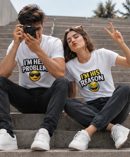 I’m His Reason T-Shirt — Cute Couple Funny Emoji Shirt