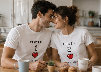 Player 2 T-Shirt — Cute Gaming 'Player 2' Tee with Heart (Perfect for Partners & Expecting Parents)