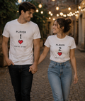 Player 2 T-Shirt — Cute Gaming 'Player 2' Tee with Heart (Perfect for Partners & Expecting Parents)