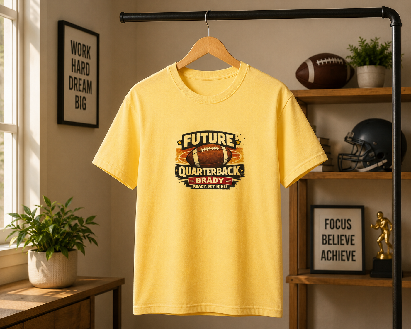 Youth Football Tee — "Future Quarterback" Vintage Football Design