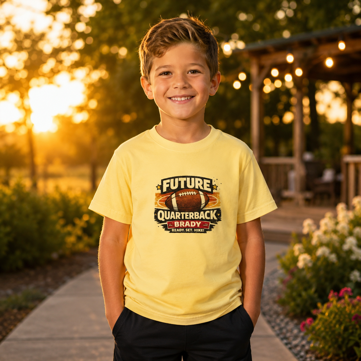 Youth Football Tee — "Future Quarterback" Vintage Football Design
