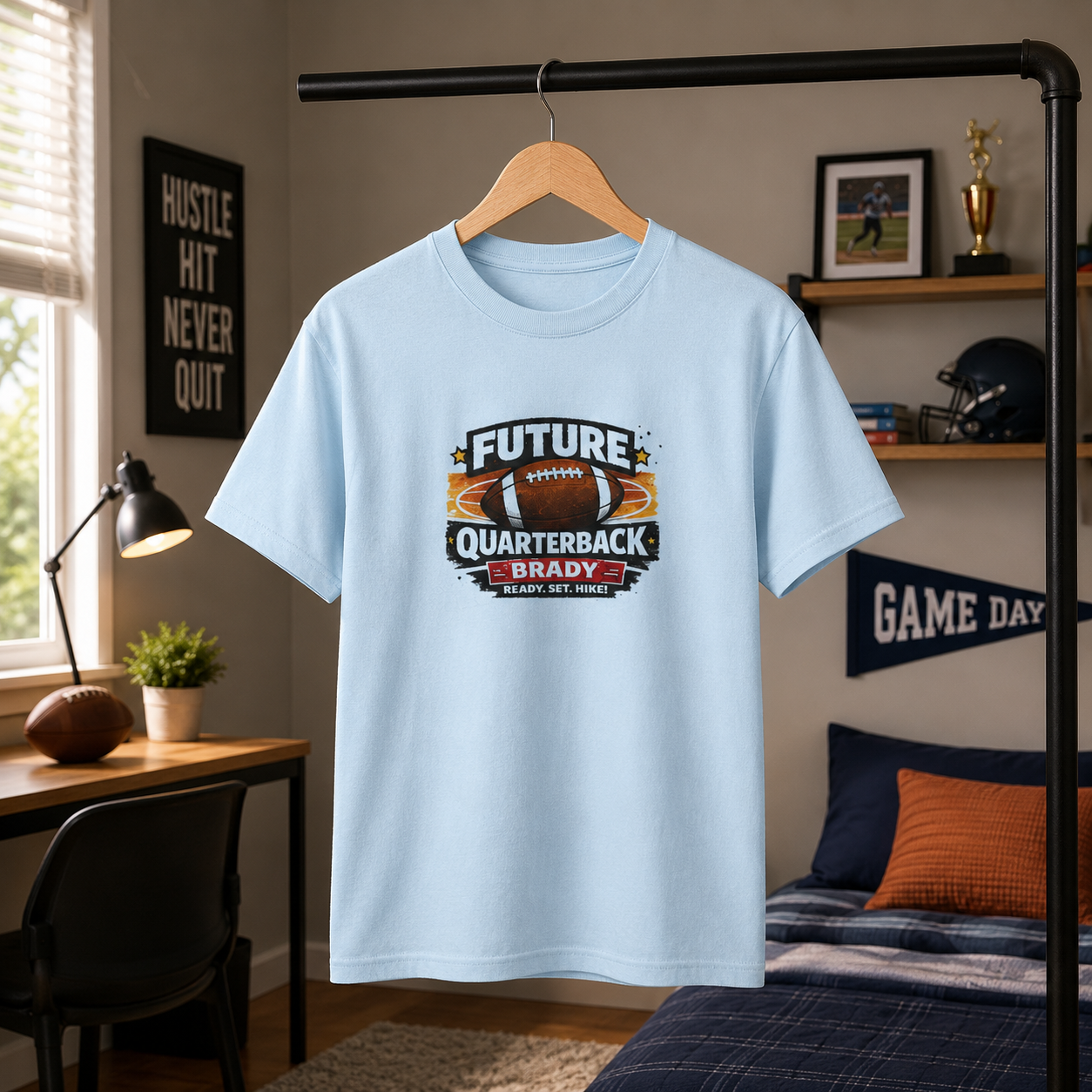 Youth Football Tee — "Future Quarterback" Vintage Football Design
