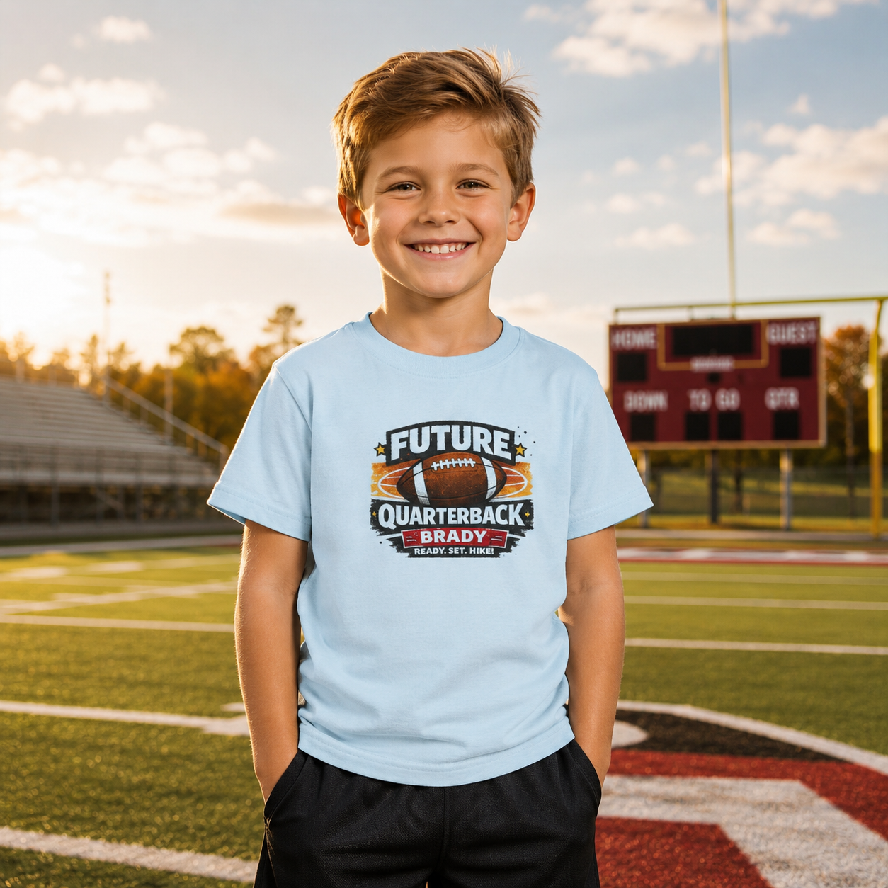 Youth Football Tee — "Future Quarterback" Vintage Football Design