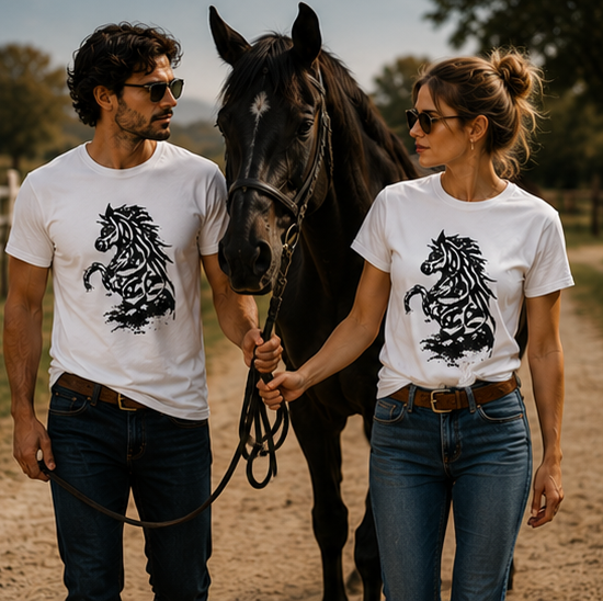 Tribal Stallion T‑Shirt — Bold Black Horse Graphic