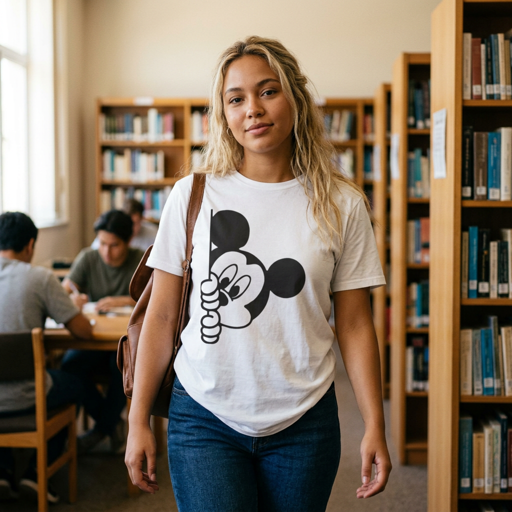 Peeking Mouse Unisex T-Shirt — Playful Peeking Cartoon Graphic Tee