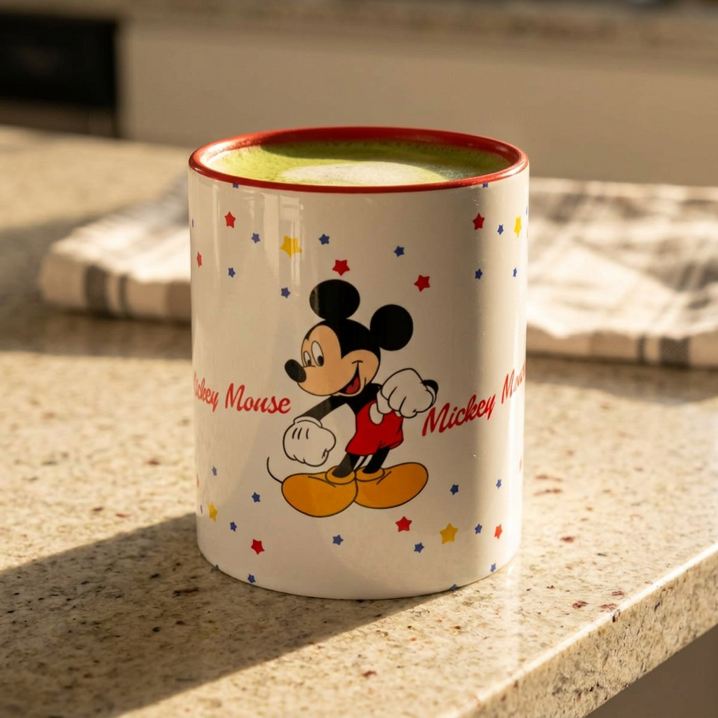Mickey Mouse Accent Coffee Mug — Retro Cartoon Stars Design (11oz)