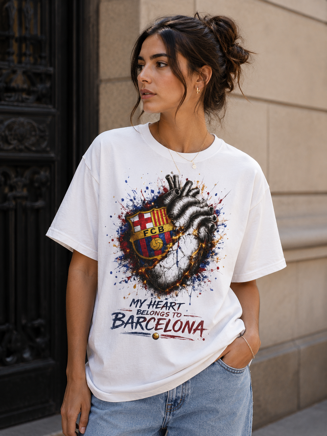 My Heart Belongs to Barcelona – Sketch Heart Graphic Tee