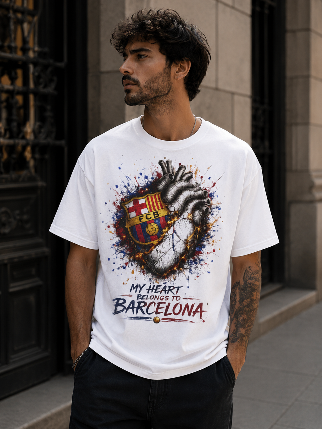 My Heart Belongs to Barcelona – Sketch Heart Graphic Tee