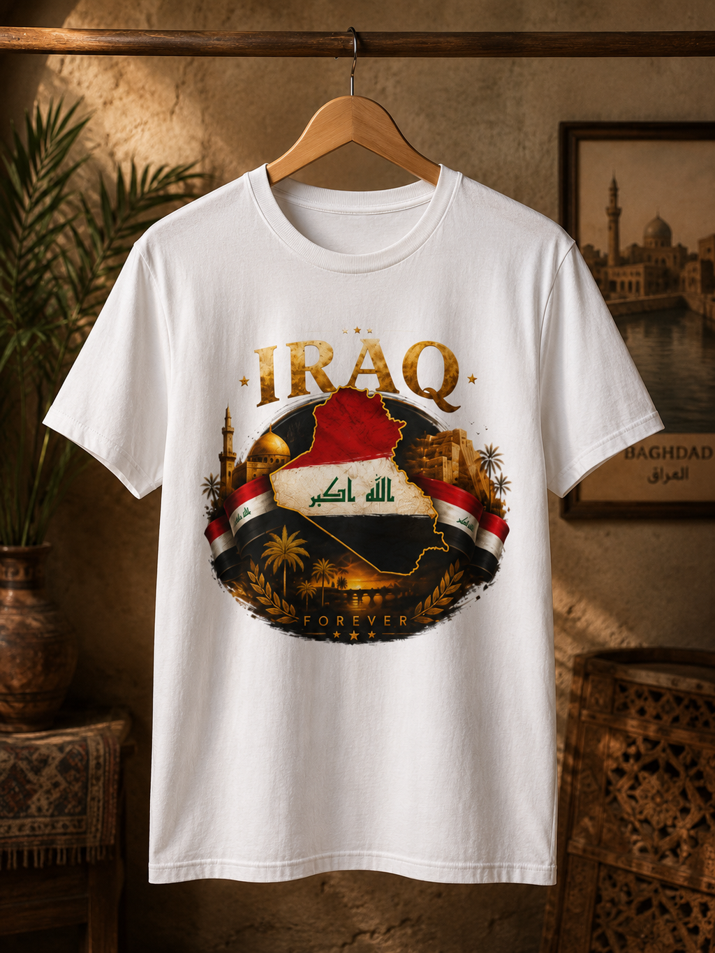 Iraq Flag Shirt, Iraqi Heritage T-Shirt, Iraq Forever Tee, Iraqi Pride Gift, Iraq Map Shirt, Patriotic Iraq Graphic Tee