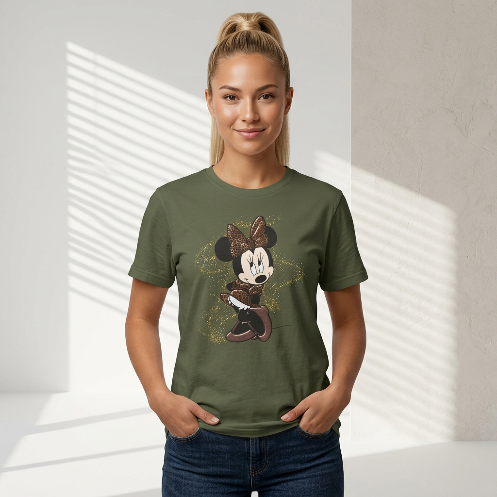 Minnie Mouse Brown Glitter Graphic T-Shirt