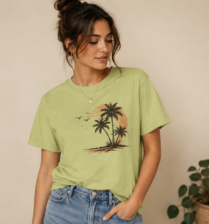 Sunset Palm Beach Uni Sex T-Shirt