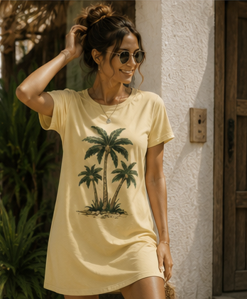 Palm Tree T-Shirt Dress — Tropical Beach Vacation Sundress