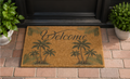 Welcome Palm Doormat — Tropical Coir Entrance Mat