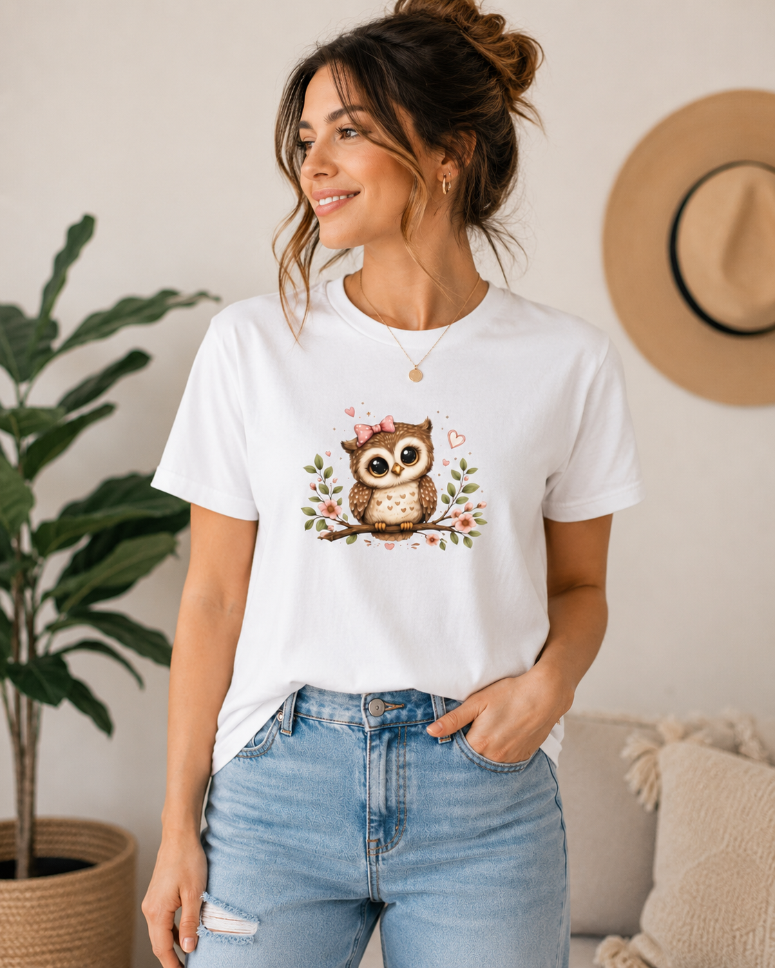 Cute Owl T-Shirt for Women | Adorable Owl Graphic Tee | Owl Lover Gift | Floral Owl Shirt | Cottagecore Animal Tee