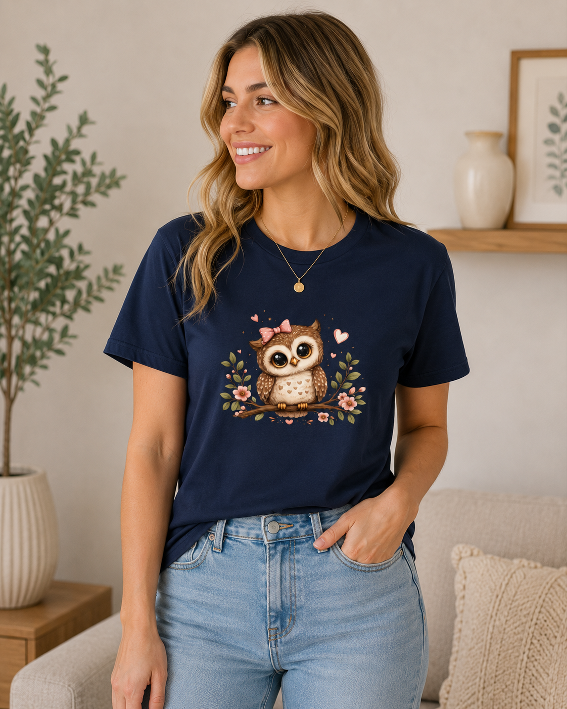 Cute Owl T-Shirt for Women | Adorable Owl Graphic Tee | Owl Lover Gift | Floral Owl Shirt | Cottagecore Animal Tee