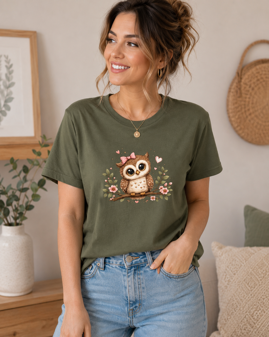 Cute Owl T-Shirt for Women | Adorable Owl Graphic Tee | Owl Lover Gift | Floral Owl Shirt | Cottagecore Animal Tee