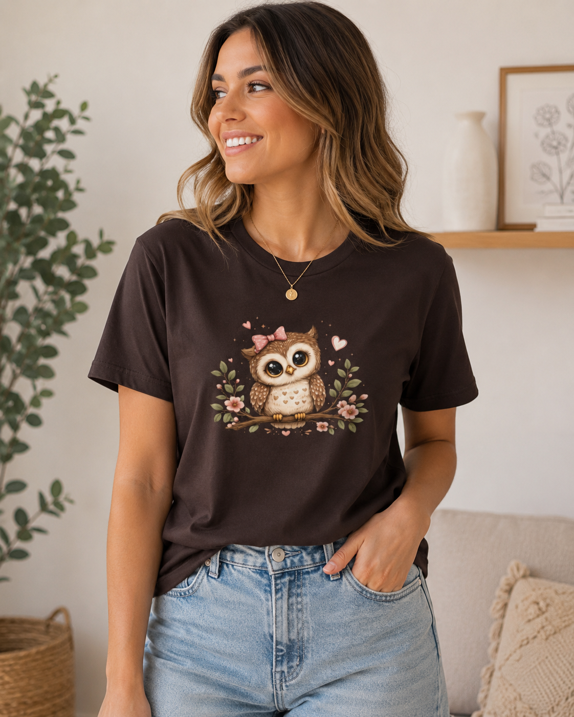 Cute Owl T-Shirt for Women | Adorable Owl Graphic Tee | Owl Lover Gift | Floral Owl Shirt | Cottagecore Animal Tee