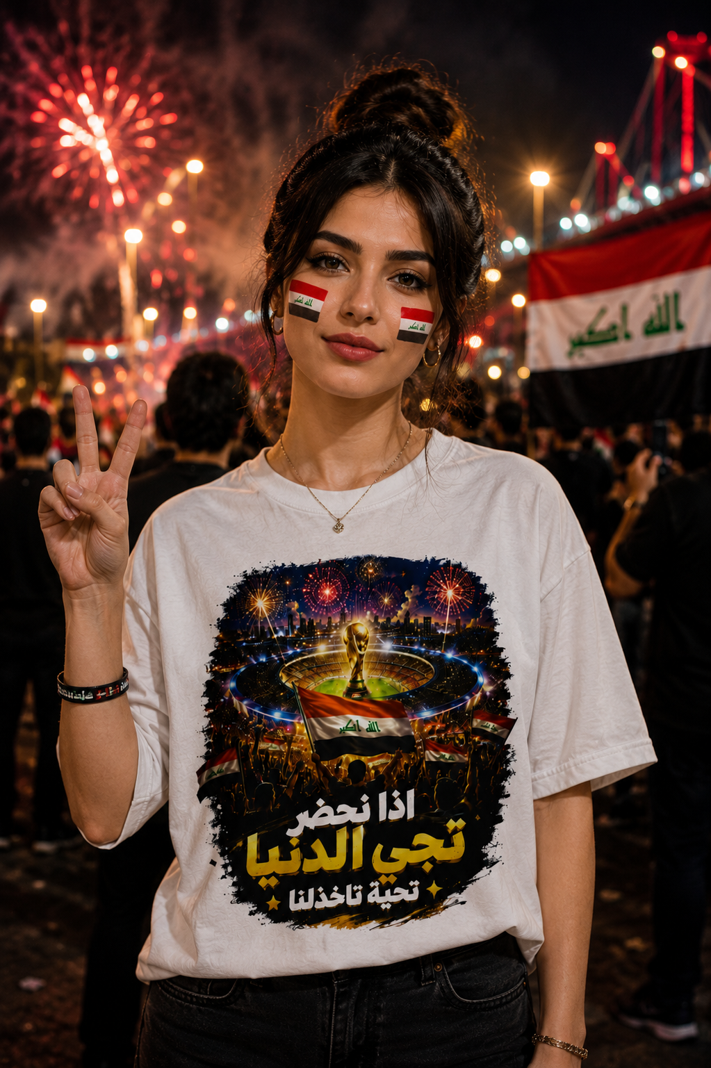 T-Shirt — Football World Cup Celebration Design with Arabic Text