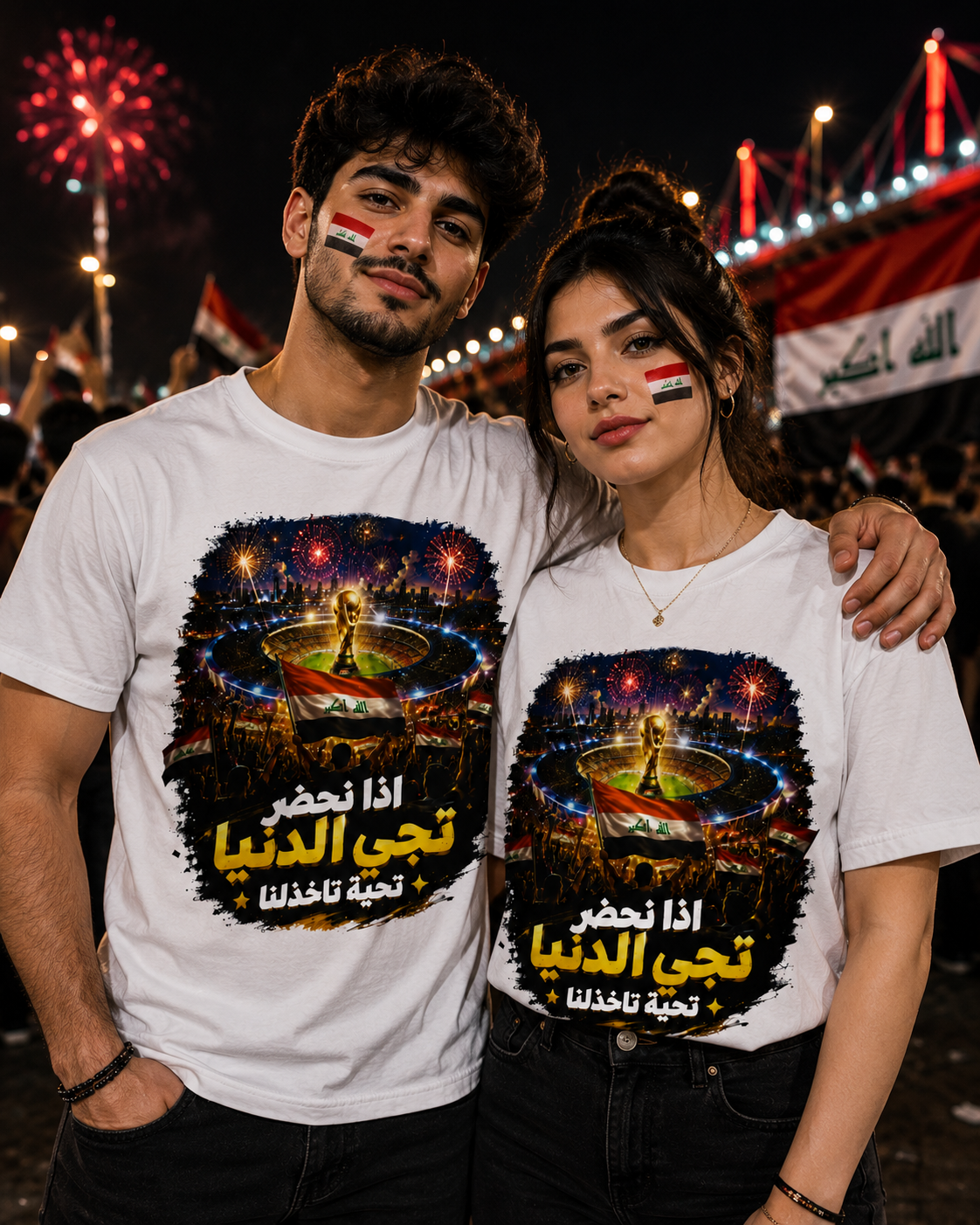 T-Shirt — Football World Cup Celebration Design with Arabic Text