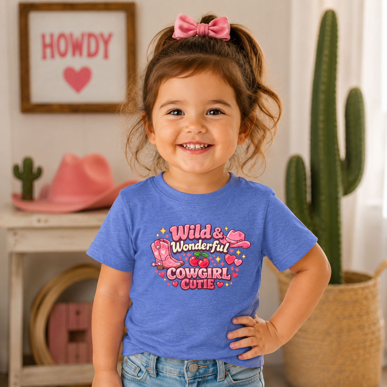 Wild & Wonderful Cowgirl Cutie Toddler Tee — Pink Heart Western Baby Shirt