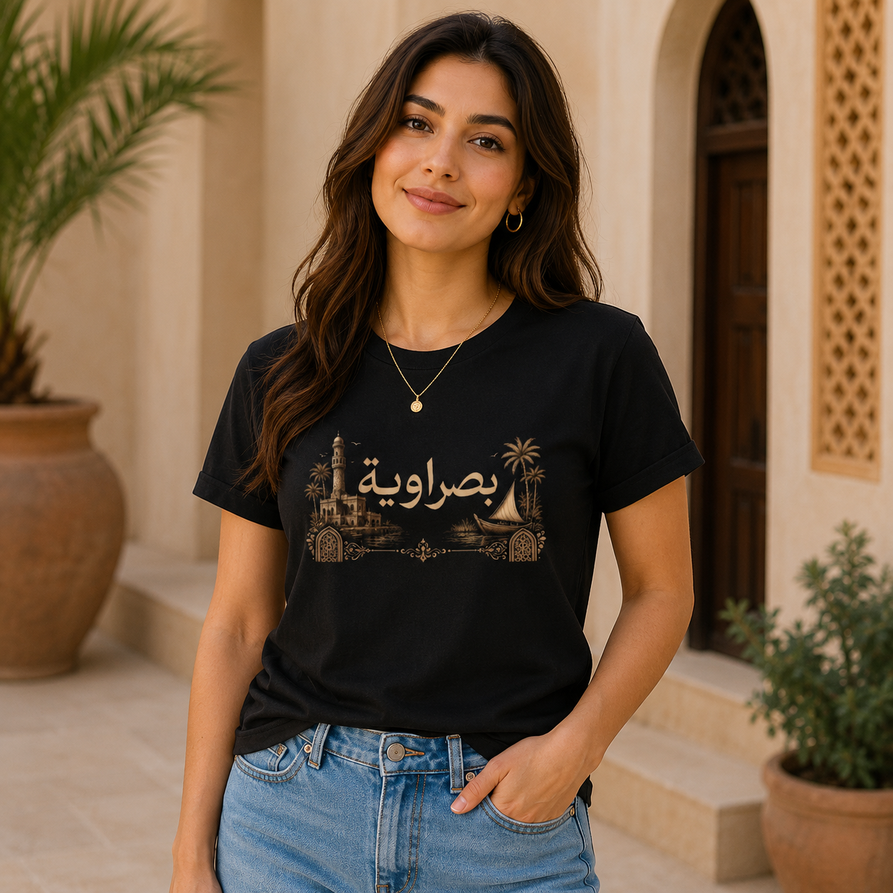 Basra Arabic T-Shirt — بصراوية Vintage Basra Skyline Tee
