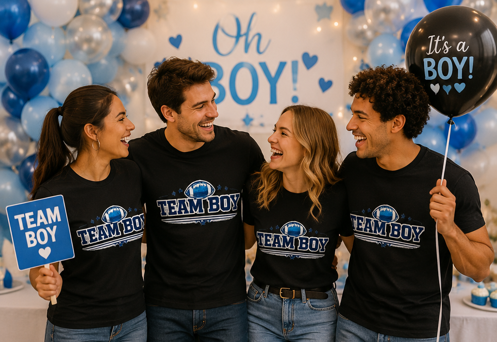 Team Boy Football design T Shirt | Baby Shower Gender Reveal