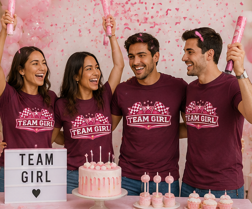 Team Girl Racing T Shirt | Pink Checkered Flags Star Emblem