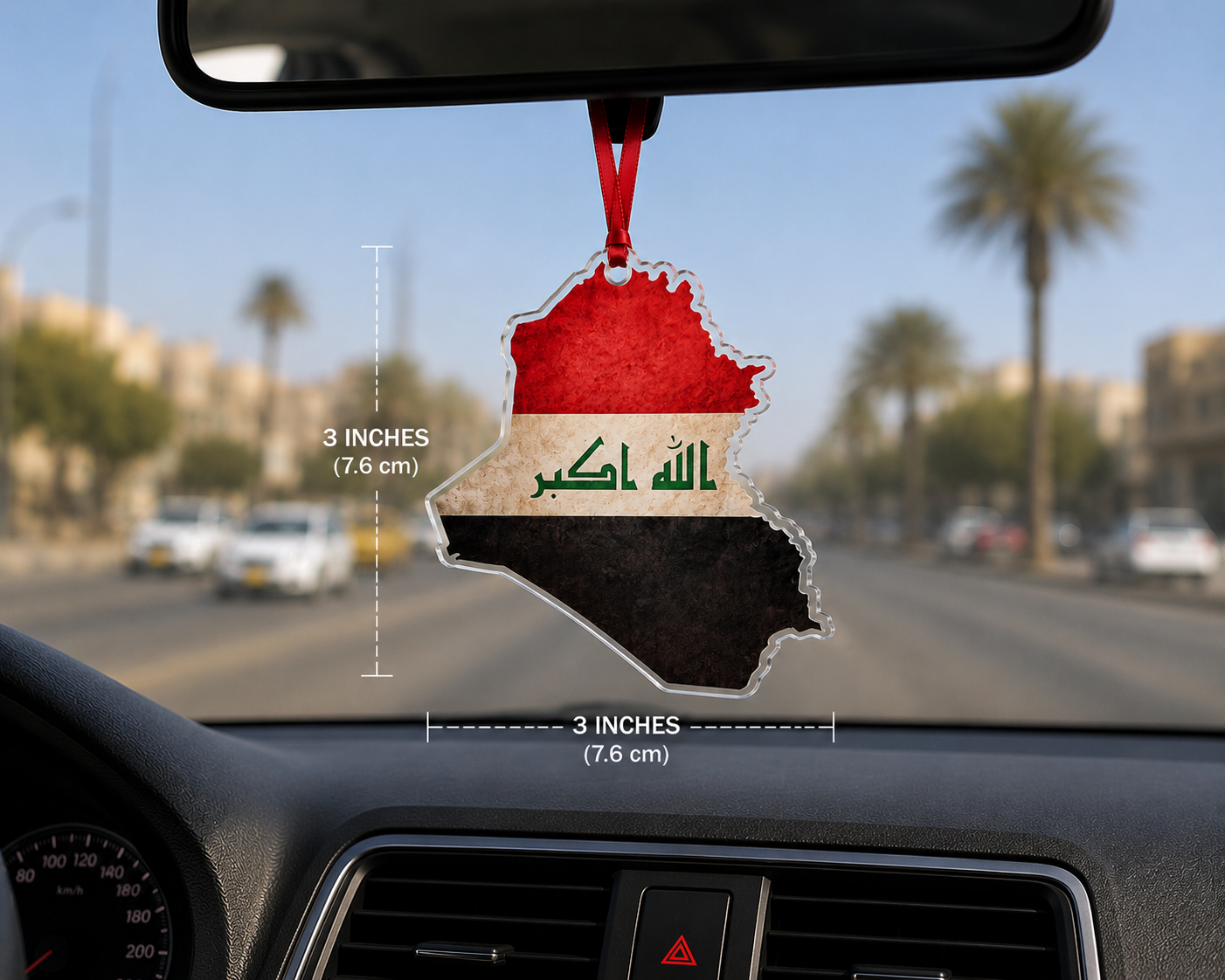 Iraq Flag Acrylic Ornament — Custom Cut Map-Shaped Holiday or Patriotic Keepsake